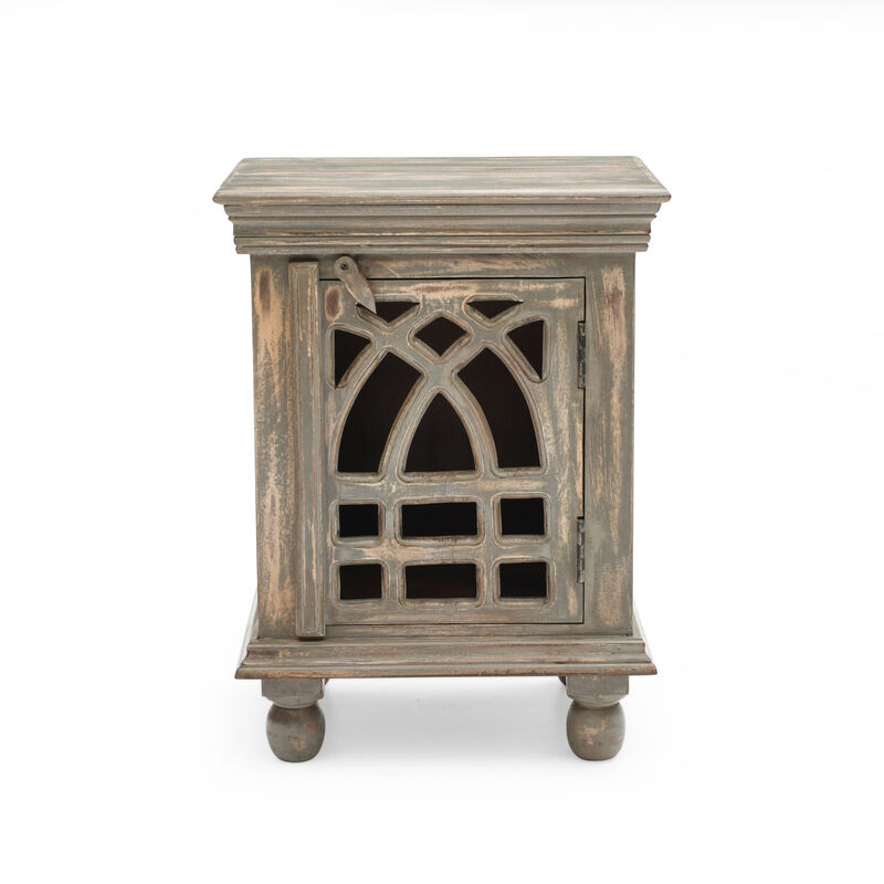 Merax Antique Grey Solid Mango Wood Nightstand