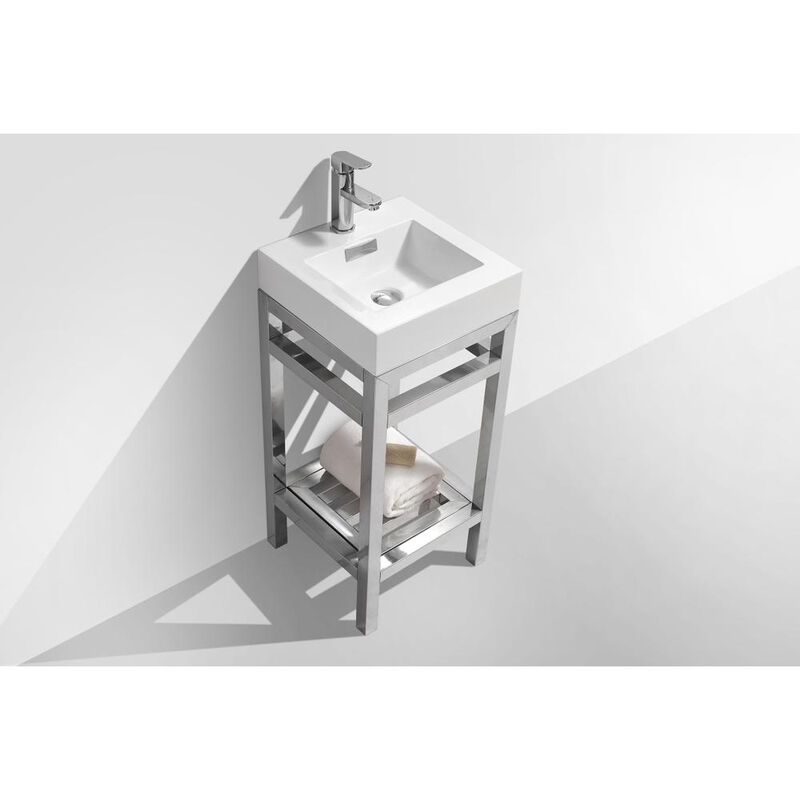 Kubebath Cisco 16 Stainless Steel Console with Acrylic Sink - Chrome