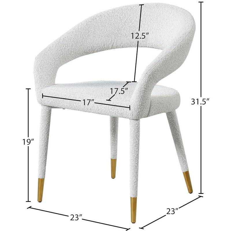 Meridian Furniture Destiny Cream Boucle Fabric Dining Chair