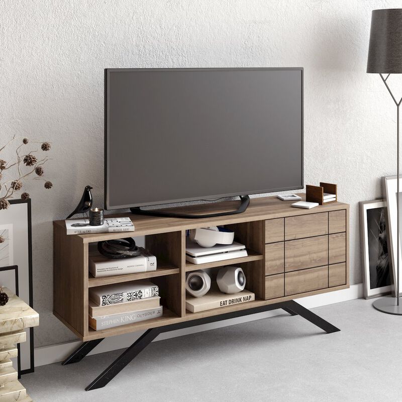 Decorotika North Tv Stand - Walnut & Black