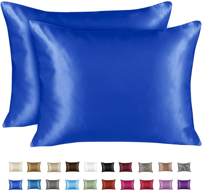 Satin Pillow Case with Zipper - Luxury Pillow Cover (Pillowcase Set of 2)