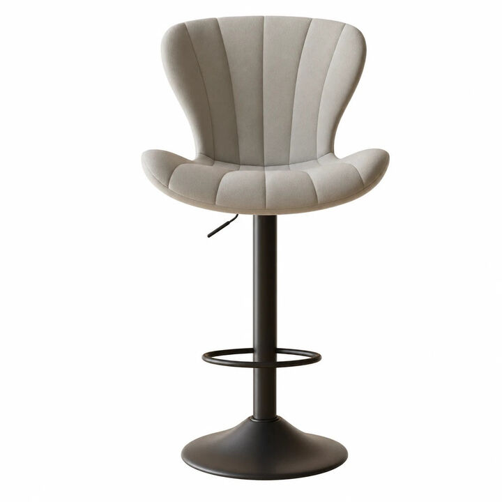 Modern Fabric Swivel Bar Stools Set of 2, Steady Adjustable Counter Height Stools with Back and Footrest, 360&deg; Kitchen Island Chairs for Kitchen Counter, Home Bar
