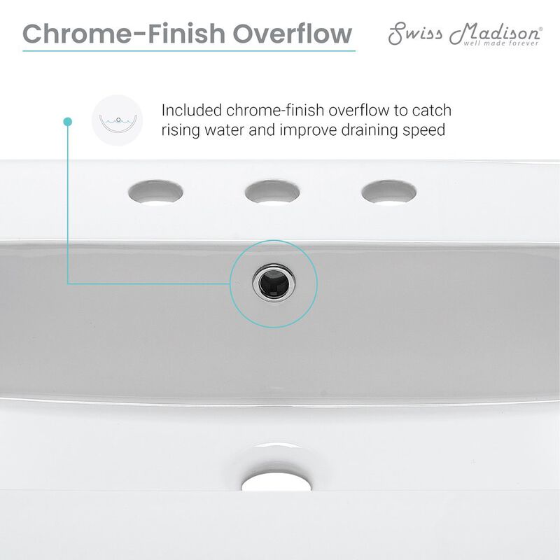 Cannes 24 in. White Bathroom Vanity with 3-Hole Ceramic Sink Top image number 3