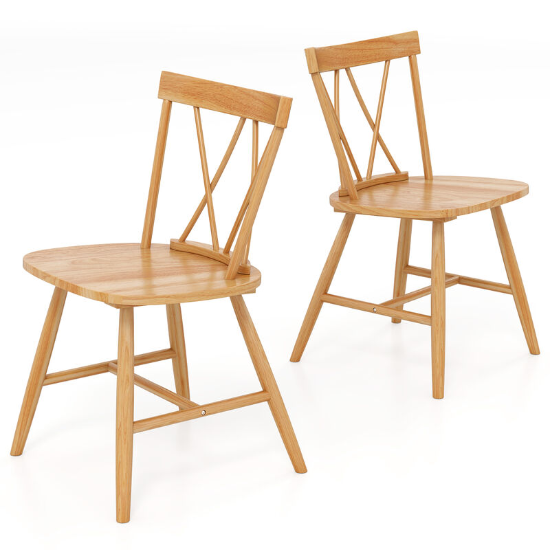 Farmhouse Kitchen Dining Chair Set of 2 with Rubber Wood Frame