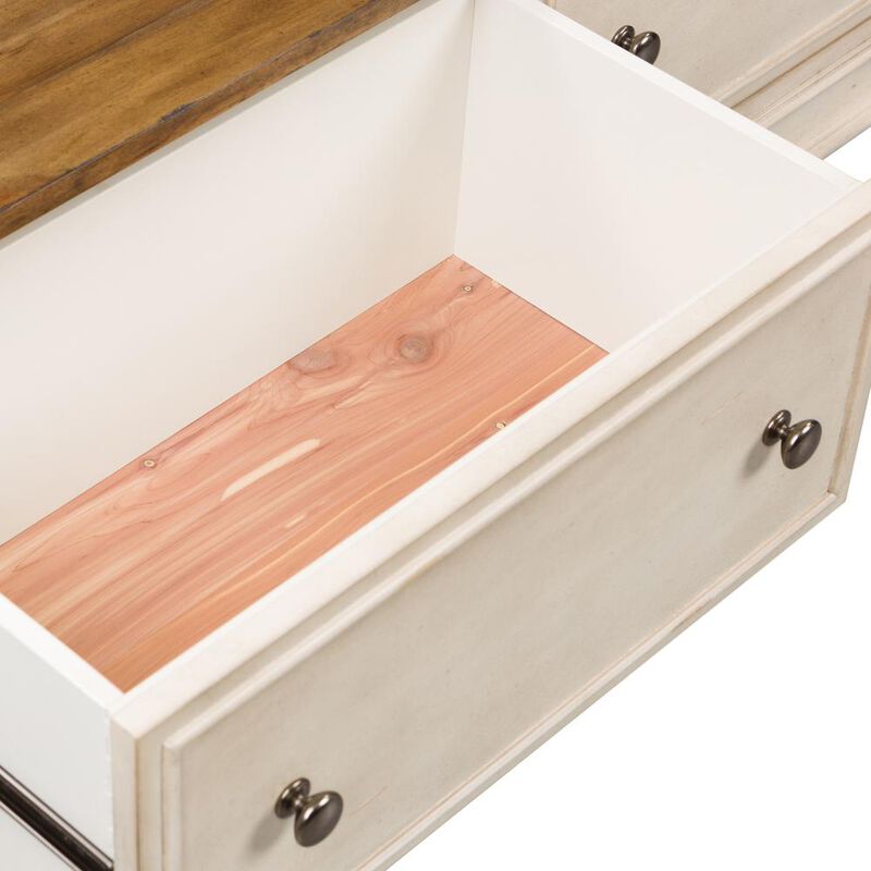 Liberty Furniture Morgan Creek Storage Hall Bench in Antique White w/ Wirebrushed Tobacco Accents image number 7