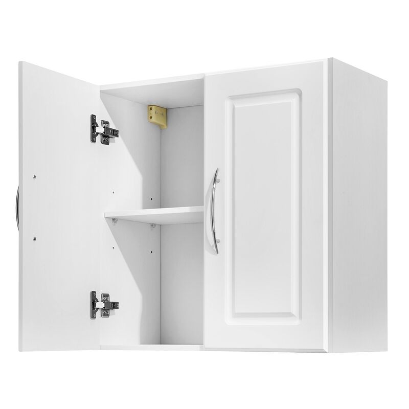 Laundry Room Wall Cabinet 2-Tier with Adjustable Shelf & Doors image number 3