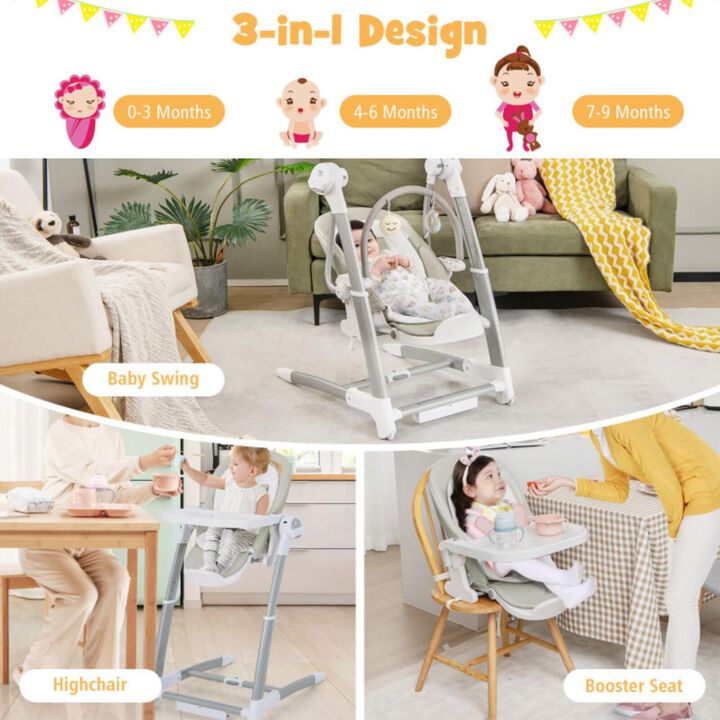 Hivvago Baby Folding High Chair with 8 Adjustable Heights and 5 Recline Backrest