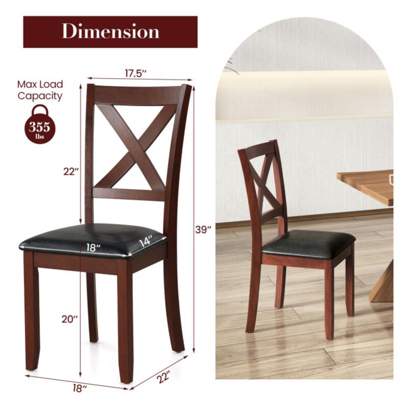 Hivvago Set of 2 Wooden Kitchen Dining Chair with Padded Seat and Rubber Wood Legs-Black