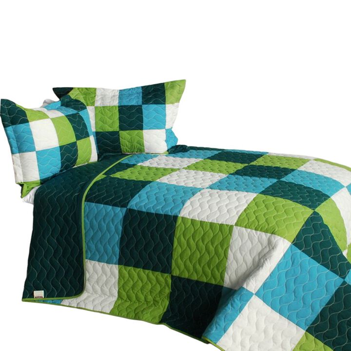 3 Piece Vermicelli Quilted Patchwork Quilt Set Handsome Prince Collection
