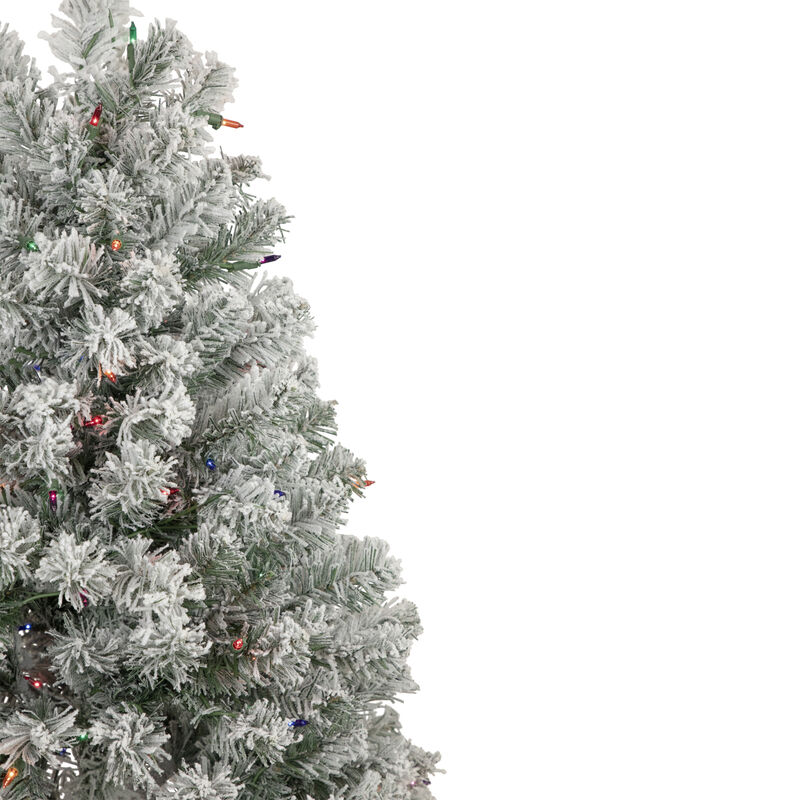 4.5' Pre-Lit Flocked Madison Pine Artificial Christmas Tree  Multi Lights