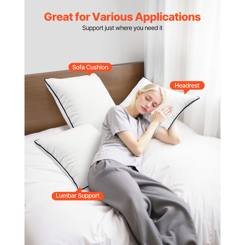 20 x 20 in Throw Pillow Inserts Pack of 2 White Down Alternative Pillows Square image number 4