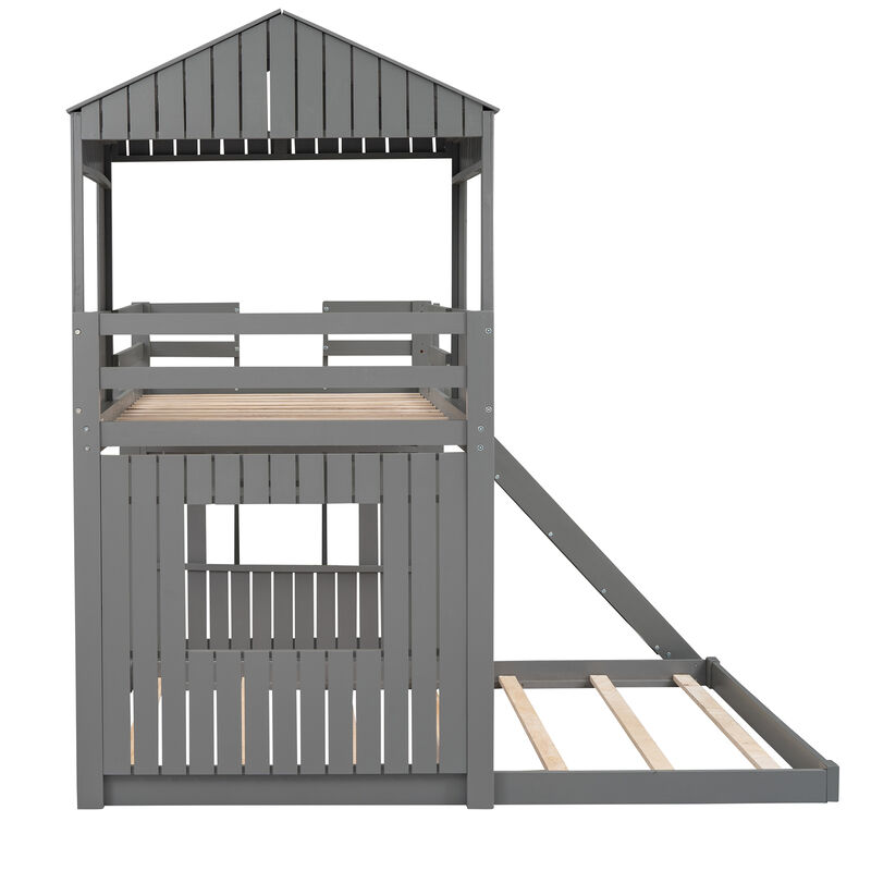 Merax Playhouse Bunk Bed with Slide