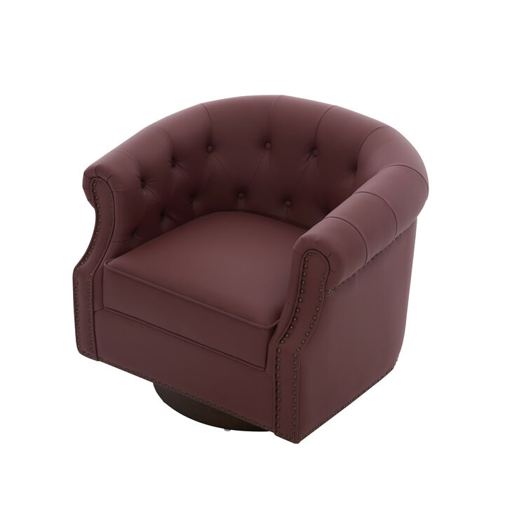 Merax 360&deg; Swivel Accent Chair with PU Leather, High-Density Foam & Spring Support