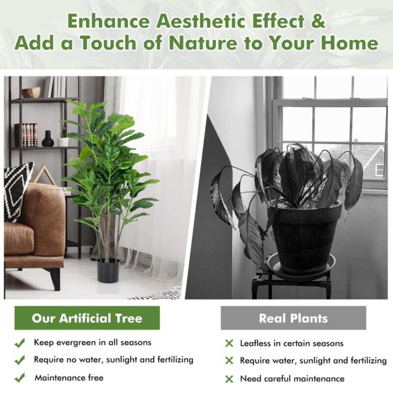 Hivvago 2-Pack Artificial Fiddle Leaf Fig Tree for Indoor and Outdoor
