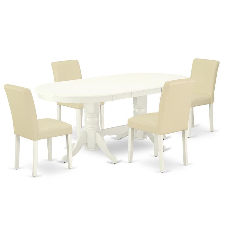 East West Furniture Dining Room Set Linen White
