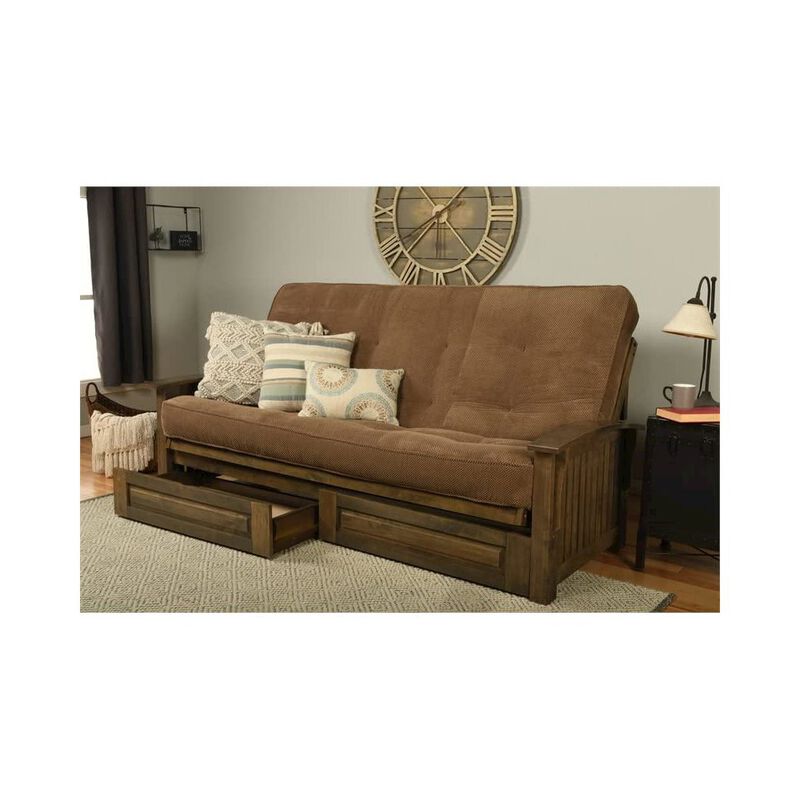 Washington Queen Frame-Rustic Walnut Finish-Marmont Mocha Mattress-Storage Drawers image number 8