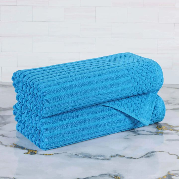 2-Piece Cotton Ribbed Bath Towel Set &ndash; Plush and Quick-Dry
