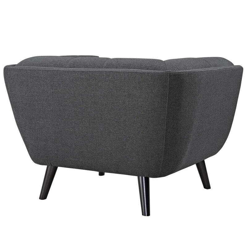 Modway Bestow Mid-Century Modern Upholstered Fabric Living Room Armchairs, 2 Piece, Gray