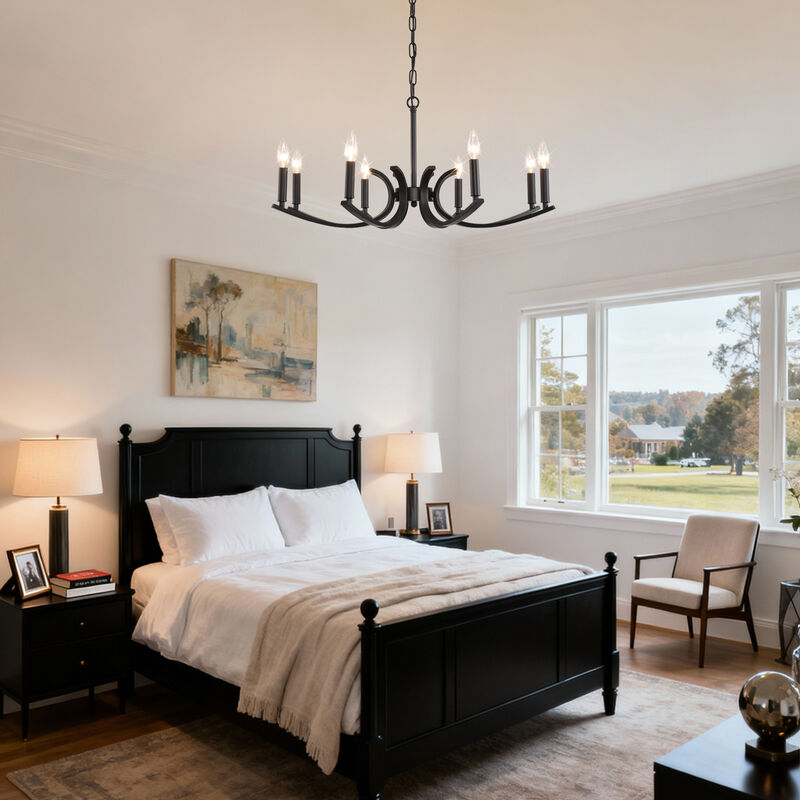 ELEMENT ACE 8-Light Adjustable Height Hanging Chandelier Lighting Fixture Ideal for High Ceiling Living Rooms, Dining Rooms, Foyers, Kitchen Islands and Bar Areas image number 7