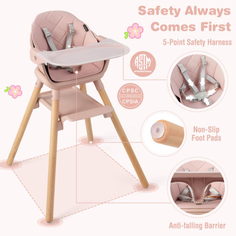 Hivvago 6-in-1 Baby High Chair with Removable Dishwasher and Safe Tray