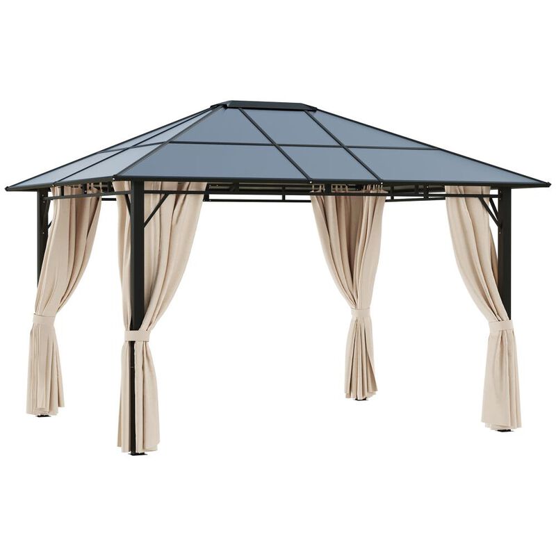Hivvago 10' x 12' Outdoor Hardtop Gazebo with Netting for Patio image number 0