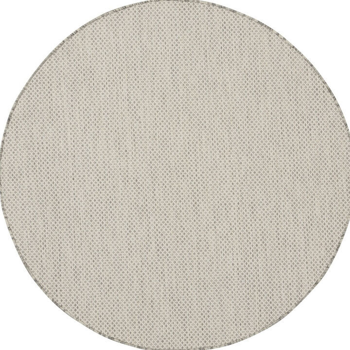 HomeRoots 4' Ivory And Silver Round Geometric Indoor Outdoor Area Rug