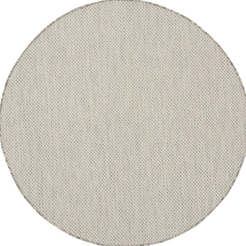 HomeRoots 4' Ivory And Silver Round Geometric Indoor Outdoor Area Rug image number 0