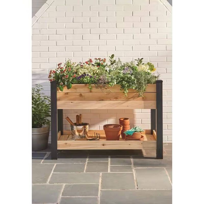 Rustic Cedar Wood Raised Bed – Modern Planter Box with Vinyl Legs for Stylish Outdoor Décor