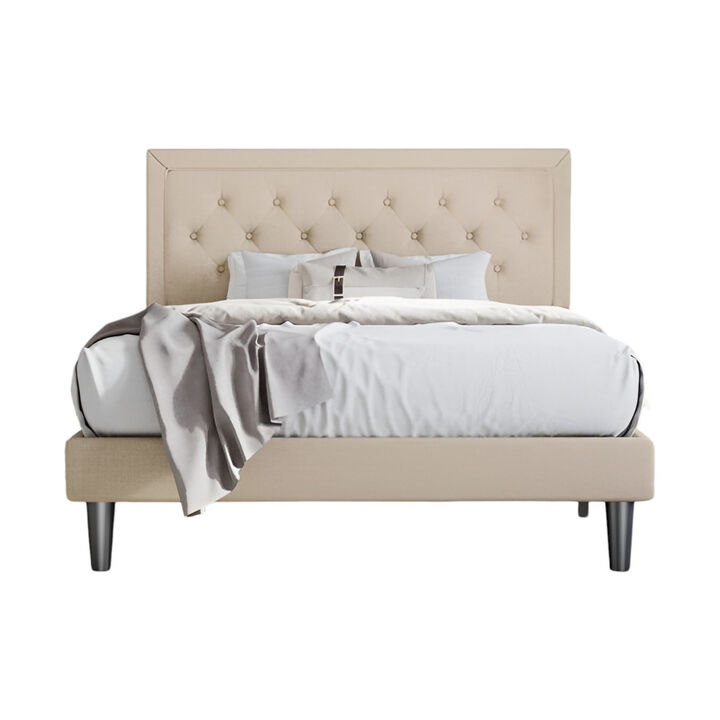 Platform Bed Frame with Adjustable Height and Upholstered Headboard &ndash; Elegant and Versatile