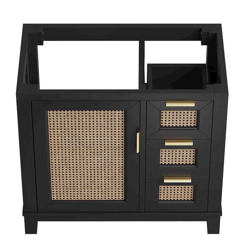 Modway Dixie 36” Solid Wood Bathroom Vanity Cabinet (Sink Basin Not Included)