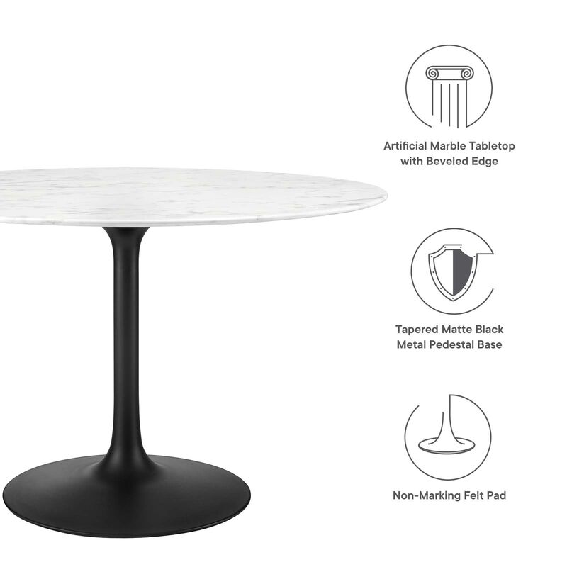 Modway - Lippa 48" Round Artificial Marble Dining Table Black White