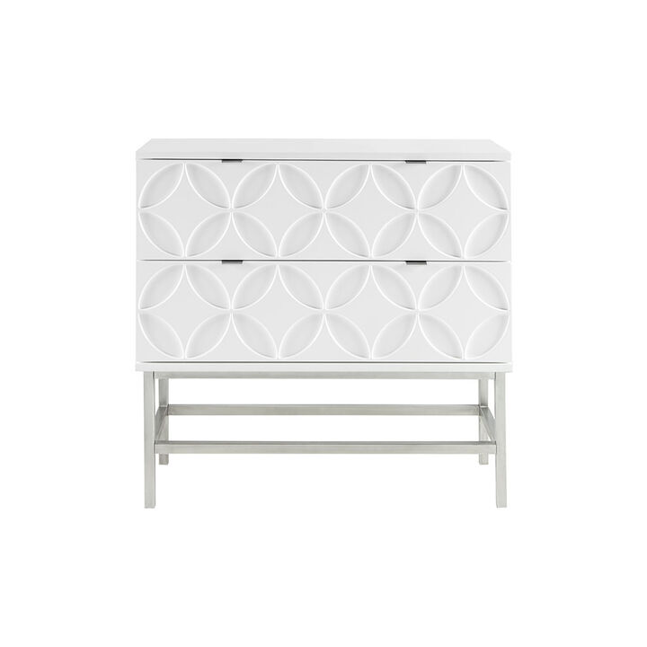 Gracie Mills Gable 2-Drawer Modern Accent Chest Storage with Metal Legs