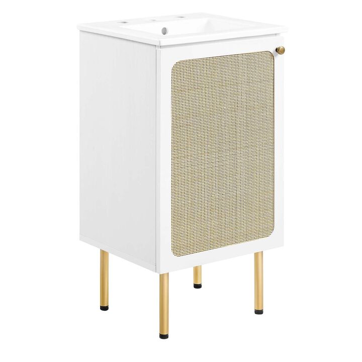 Modway Chaucer 18&rdquo; Bathroom Vanity White with Ceramic Sink Basin, 18 Inches