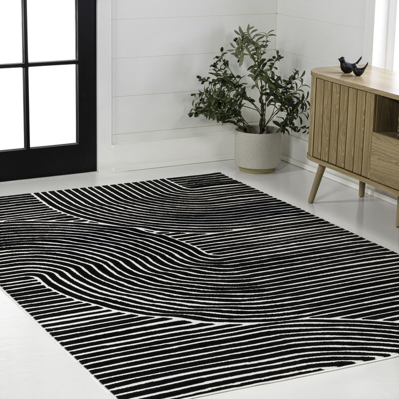Hallie High-Low Minimalist Curve Geometric Indoor/Outdoor Area Rug