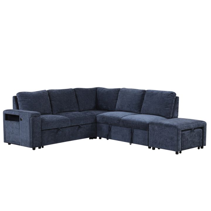 Gabdor L‑Shaped Pull‑Out Sectional Sofa Bed