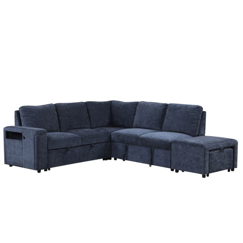 Gabdor L‑Shaped Pull‑Out Sectional Sofa Bed image number 0
