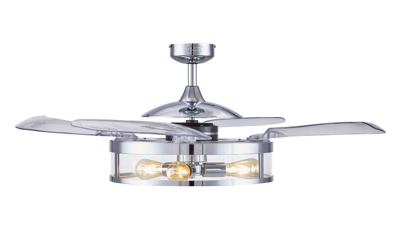 Fanaway Classic 48" Retractable Blade Ceiling Fan with Light and Remote, Modern Fandelier Ceiling Fan, Patented Design Technology, Stronger Thicker Blades image number 2