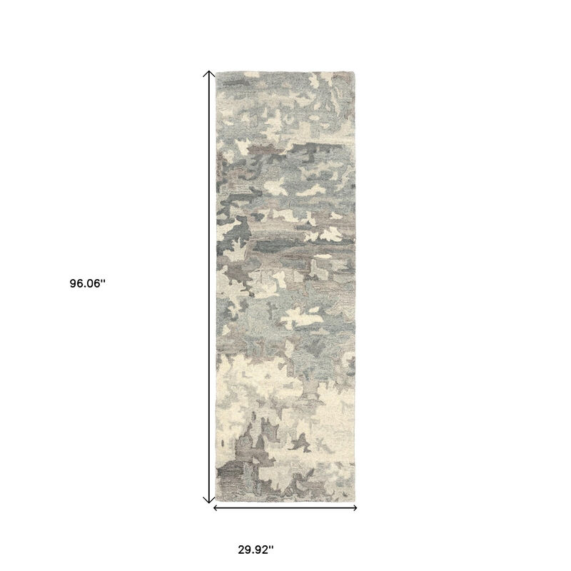 HomeRoots Wool Abstract Hand Tufted Runner Rug image number 3