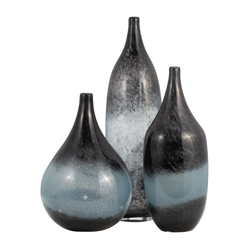Glass, 12" Vase Blue Ombre image number 4