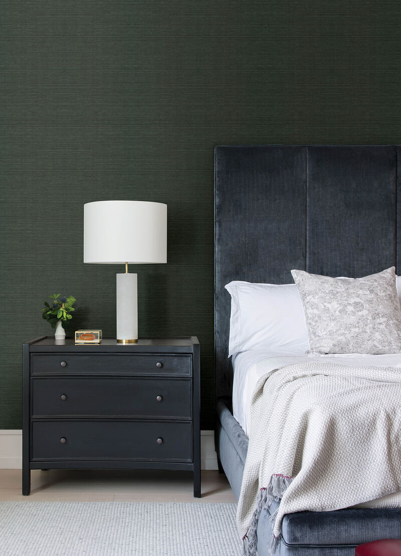 Colcord Dark Green Sisal Grasscloth Wallpaper image number 1