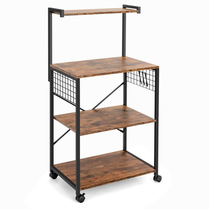 Hivvago 4-Tier Kitchen Baker&rsquo;s Rack on Wheels