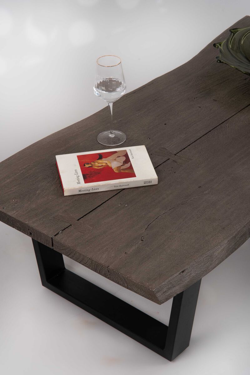 Handmade Eco-Friendly Vintage Acacia Wood & Iron Aston Black Rectangle Table 50"x26"x15" From BBH Homes