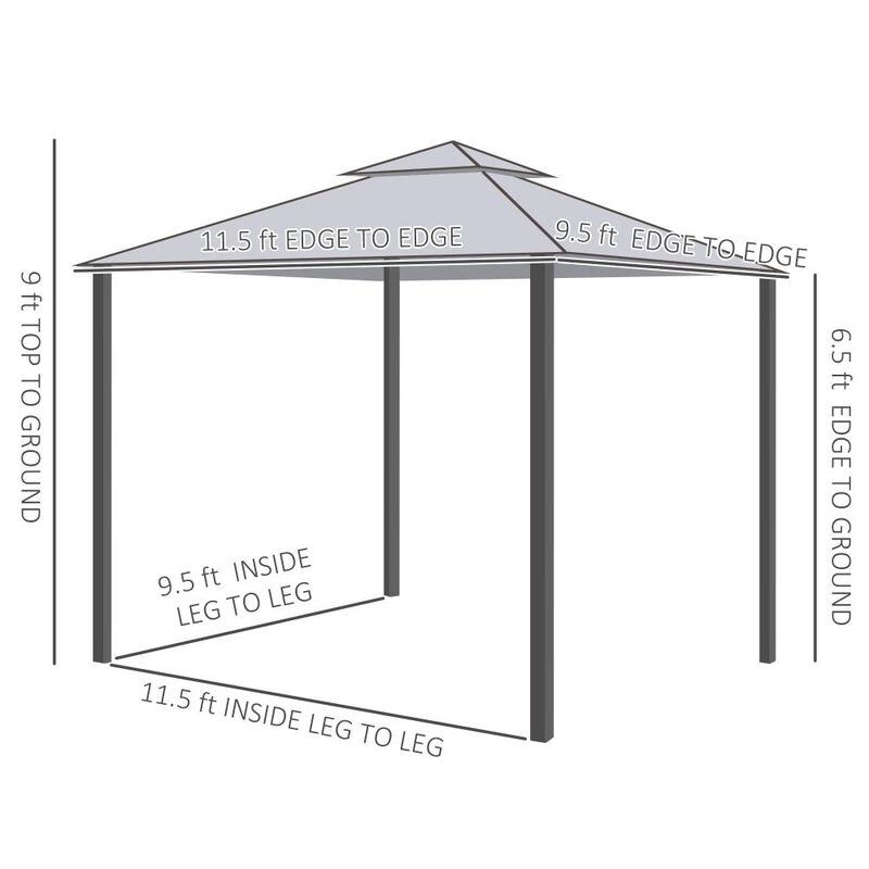 Hivvago 9.6' x 11.6' Garden Gazebo with Double Roof image number 2