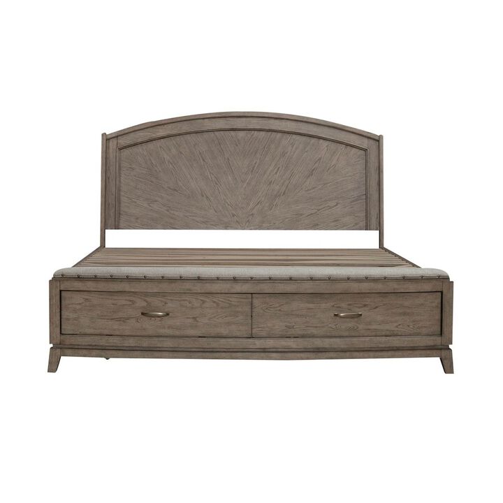 Liberty Furniture Avalon King Panel Storage Bed Frame with Footboard Drawer