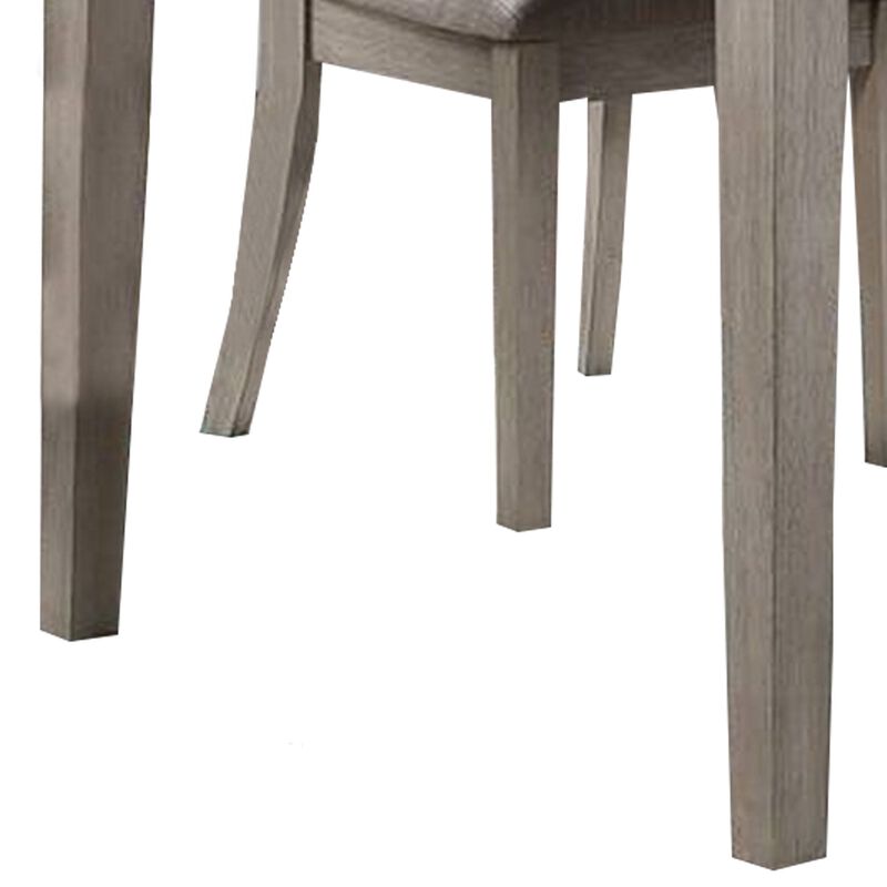 5 Piece Dining Set, Rectangular Table, 4 Chairs, Padded Seating, Light Gray - Benzara