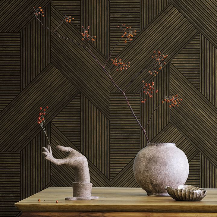 Sculpted Chevron Wood Panels Wallpaper