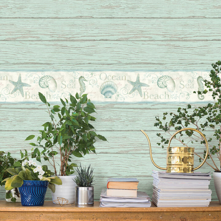 Island Sea Green Green Starfish Wallpaper (Set of 2)