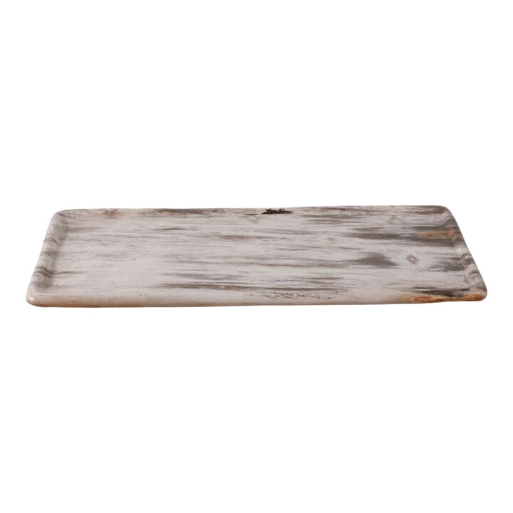 16x8" Petrified Wood Tray, Ivory