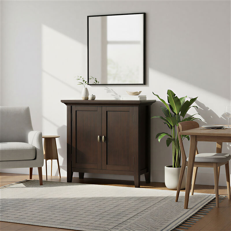 Redmond SOLID WOOD 32 inch Wide Transitional Low Storage Cabinet in Brunette Brown image number 2