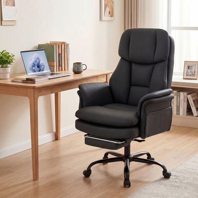 Ergonomic Cross Legged Office Chair Big and Tall with Retractable Footrest image number 1